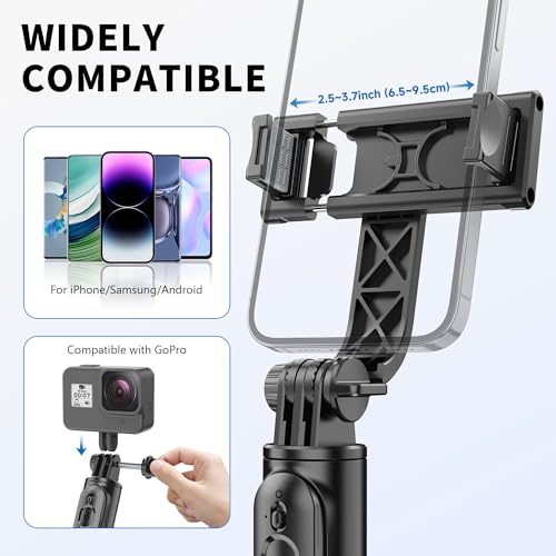 Selfie Stick Tripod, All in One Extendable & Portable iPhone Tripod Selfie Stick with Wireless Remote Compatible with iPhone 17 16 15 14 13 12 pro Xs Max, Galaxy Note10/S20/S10/OnePlus 9/9 PRO etc - style: Black