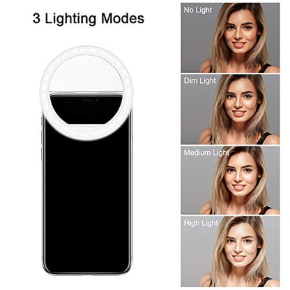 Selfie Ring Light, QIAYA Portable Clip Selfie Light with 36 LED for Smart Phone Photography, Camera Video