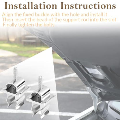 J4007456 Upgrade Hood Prop Rod Retainer Clip,Stainless Steel Material,Compatible with Jeep Wrangler YJ/TJ Chrysler Town & Country Dodge Durango Grand Caravan Ram Van 2 Pack