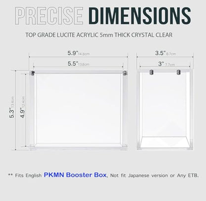 PKMN Booster Box Display Case, Clear Acrylic Protector for Booster Box TCG Trading Card Box | 5mm Thick with Magnetic Lid, UV Blocking & Dust Proof Showcase | Stackable Storage Case