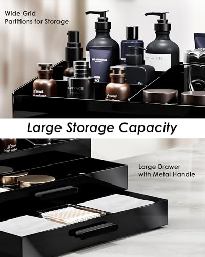 ProCase Cologne Organizer with Drawer, Acrylic Perfume Holder & Bathroom Countertop Organizer for Men & Women, Dresser Vanity Storage for Cologne, Perfume and Skincare -2 Layer - style: 2 Layer