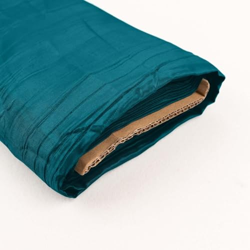 Efavormart 54" x10 Yards Peacock Teal Accordion Crinkle Taffeta Fabric Bolt for Wedding Birthday Party Dance Event Decoration - color: Peacock Teal Green