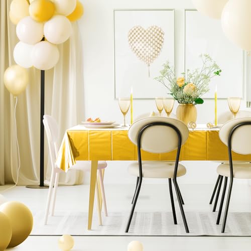 Just Shimmer 2pcs Gold Foil Tablecloth 54 * 72 Inch Plastic Wedding Birthday Party Table Cloths Waterproof Disposable Table Cover for Christmas Graduation Elegant Event Anniversary Party Supplies - color: Golden