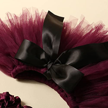 Ylsteed Newborn Girls Photography Prop Infant Tutu Skirt Newborn Lace Tulle Skirt Girl Photo Shoot Outfits Infant Princess Costume Clothes Photo Props-Purple - color: Purple