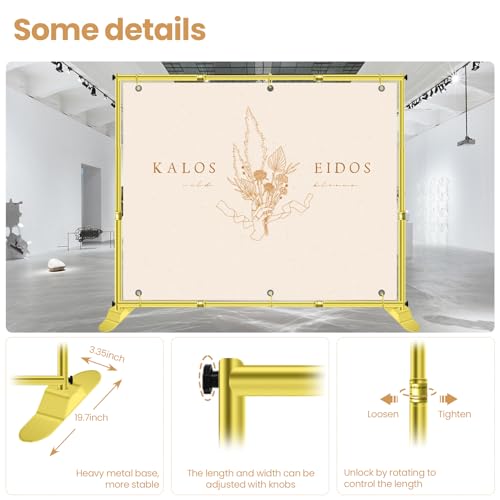 Jiang&Rong 10x10ft Heavy Duty Backdrop Stand Kit - Adjustable Step and Repeat Photo Banner Stand for Photography, Trade Shows, Photo Booths, Events(Golden) - color: Golden