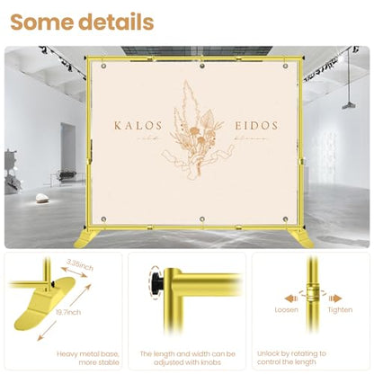 Jiang&Rong 10x10ft Heavy Duty Backdrop Stand Kit - Adjustable Step and Repeat Photo Banner Stand for Photography, Trade Shows, Photo Booths, Events(Golden) - color: Golden