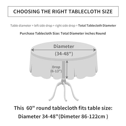 Natural Linen Textured Round Tablecloth, Slubby Lightweight Table Cloth 60 Inch, Water Resistant Stain Resistant Farmhouse Burlap Table Cover for Kitchen Dining Room - color: Natural, size: 60" (Round) (1 Pack)