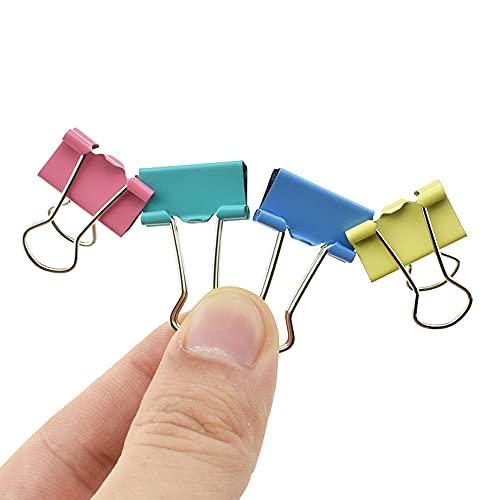 HAHIYO Binder Clips Paper Clamps Spring Steel Sturdy Small 0.75 inches Width 0.2 Inch Capacity No Sharp Edges Heavy Duty Tight Grip Reusable Color Metal Bright Finish for Home Office School 30 Pack - size: Color0.75in-30P