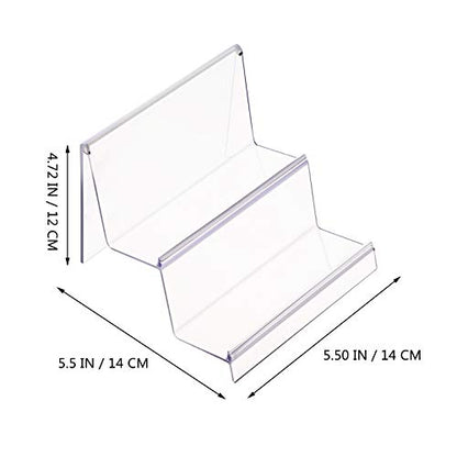 DOITOOL Clear Acrylic Purse Display Stand Holder Wallet Stand 2 Tier Handbag Purse Display Stand Glasses Holder Jewelry Display Riser Shelf for Home Decoration and Organizer - size: 2 Tier