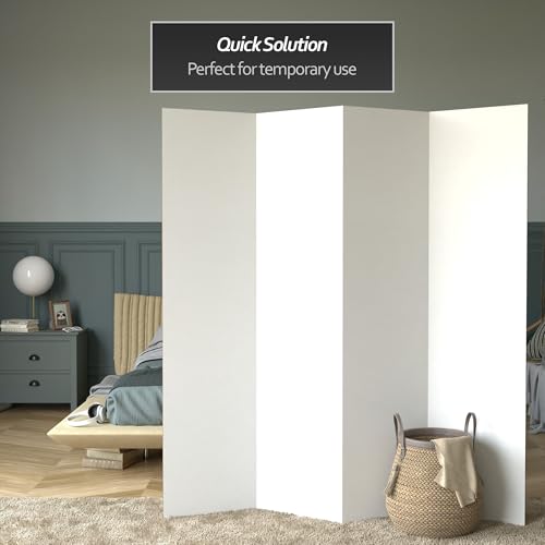 6 ft. Tall White Temporary Cardboard Folding Screen - 4 Panel - size: 6 ft Tall - 4 Panel