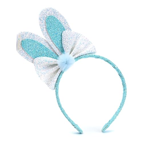 Totelux Easter Headband Bunny Ears Hair Band Glitter Sequins Rabbit Ears Hair Accessories for Women Girls Easter Party Favor Blue - color: Blue