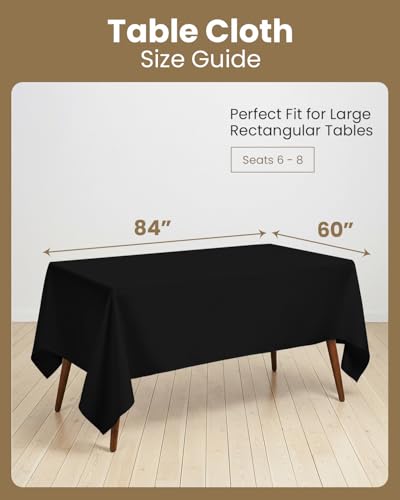 Utopia Kitchen Rectangle Table Cloth 1 Pack (60x84 Inches), Tablecloth Machine Washable, Polyester Table Cover for Dining, Buffet Parties, Picnics, Events, Weddings and Restaurants, Black - color: Black, size: 1 Pack 60x84 Inch Tablecloth