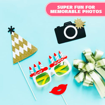 31Pcs Wedding Photo Booth Props – Funny Photo Booth Accessories with Variety Themes – Diverse & Vibrant Props For Photobooth, Designed to Elevate Wedding, Birthday & Party Photoshoots