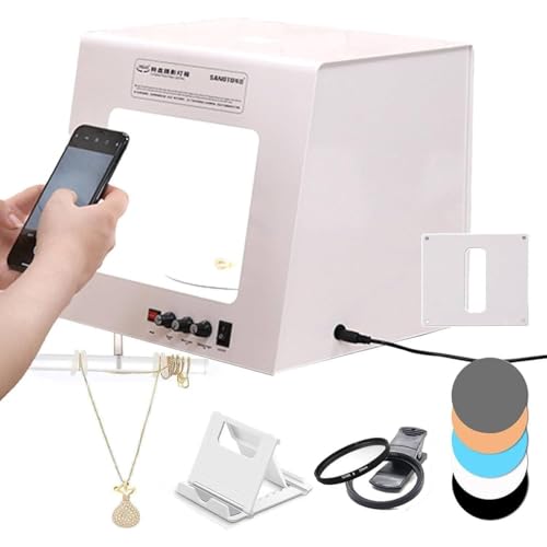 Professional Jewelry Photography Box Kit, Supports Hanging or Placing, 360° Electric Rotating, with 4pcs Light Fill Light, Adjustable Brightness, Mini Photo Studio Softbox with Accessories(Tb20) - size: Tb20