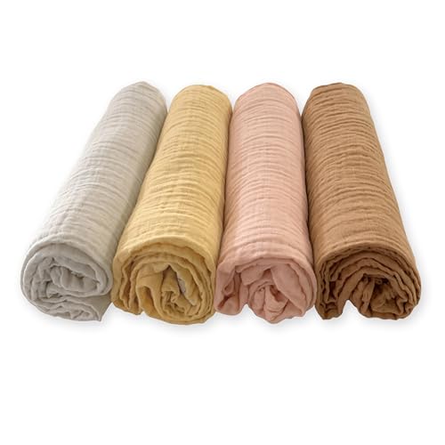 SwaddleDesigns Cotton Muslin Swaddle Blankets for Babies, Set of 4, Neutral Receiving Blankets for Newborn, Baby Registry & Gift, 46x46 inches, Tuscan Sunset - color: Tuscan Sunset