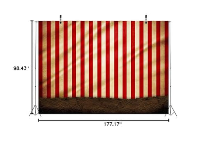 BELECO 15x8ft Fabric Circus Carnival Photography Backdrop Red and White Stripes Circus Tent Backdrop Evil Clowns Circus Carnival Themed Halloween Party Decor Baby Kids Adults Portrait Photo Props - size: 15x8FT
