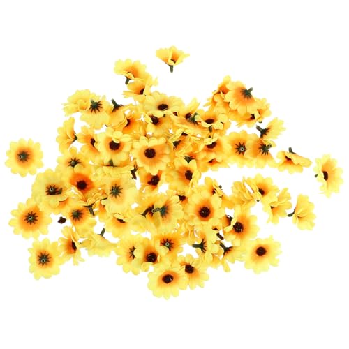 100 Pcs Artificial Sunflower Heads Faux Yellow Simulation Flowers Decorative Flower Prop for Home Décor Photography and Event Styling