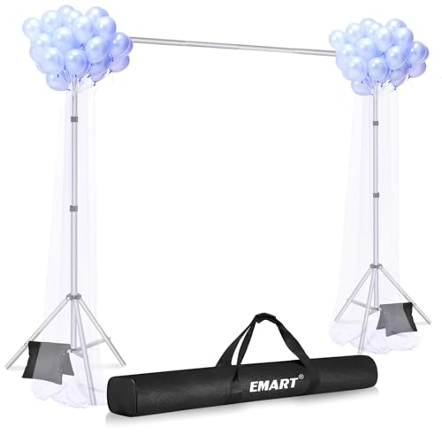 EMART Backdrop Stand 10x7ft(WxH) Photo Studio Adjustable Background Stand Support kit with 2 Crossbars, 8 Clamps, 2 Sandbags and Carry Bag for Parties, Events Decoration, Wedding, Photography -Silver - color: Sliver, size: 10x7ft