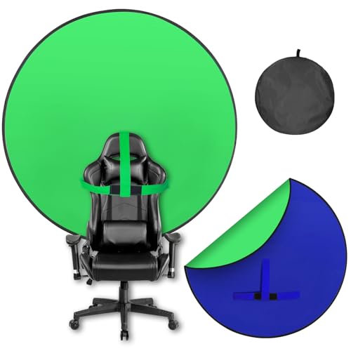Portable Blue Green Screen Chair, 57 in Greenscreen Backdrop with Stand Double Sided Foldable Green Background, Chroma Key, for Photography Streaming Gaming Photo Zoom Video Chats and Meeting - color: Green/Blue Screen
