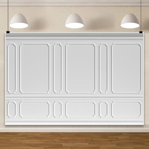 AOFOTO 6x4ft Room Photo Backdrop White Living Room French Classic Frame Wall Photography Background Office Video Conference Meeting Background Adult Children Portrait Photoshoot Backdrop - color: white, size: 6x4ft