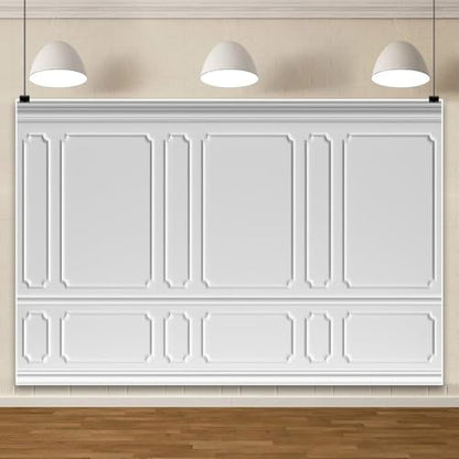 AOFOTO 6x4ft Room Photo Backdrop White Living Room French Classic Frame Wall Photography Background Office Video Conference Meeting Background Adult Children Portrait Photoshoot Backdrop - color: white, size: 6x4ft