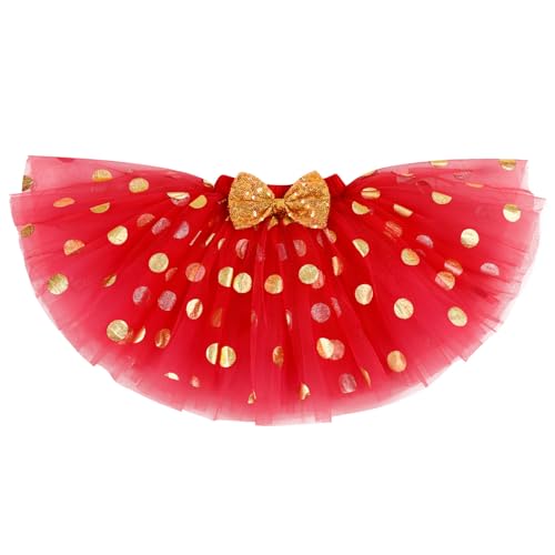 IBTOM CASTLE Cake Smash Half 1st 2nd 3rd Birthday Girl Princess Polka Dots Ruffle Skirt Set ONE Party Costume Headband - color: Red-3rd, size: 3T