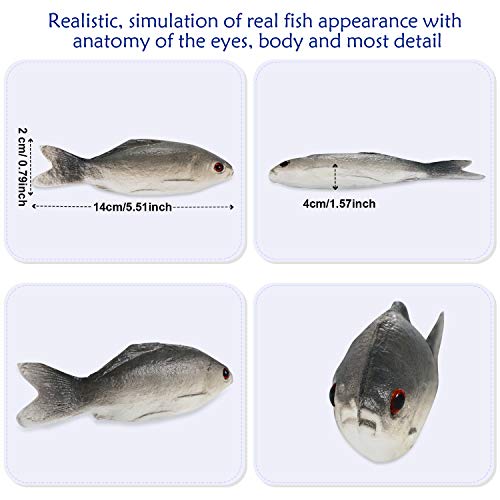 Gejoy 4 Pcs Fake Fish Realistic Toy Artificial Halloween Mode Small Plastic Sea Fish for Party Market Display Kitchen Decoration Photography Props