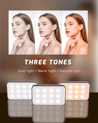 Portable Selfie Light for iPhone: Rechargeable Phone Fill Lights, Ring Light for Camera Picture, Makeup Photo, Video Conferences, Laptop Use, Zoom Meetings, TikTok, Vlog Photography - color: Black-white