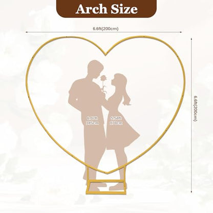 Heart Shaped Metal Balloon Arch Kit,6.6ft Wedding Heart Arch Backdrop Stand,with Water Bag for Proposal, Wedding, Valentine’s Day, Bridal, Birthday Party Decorations (Gold-Regular-S) - style: Gold-Regular-Small