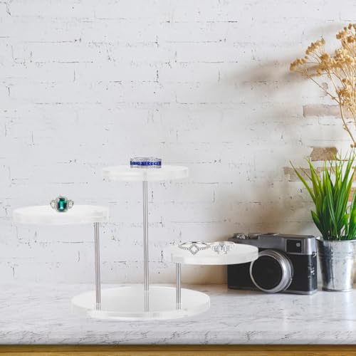 ULTECHNOVO Acrylic Display Stand 3X3 Inch Clear Riser for Home & Retail Showcase Compact Multi-Layer Display Shelf for Rings Necklaces Bracelets Watches