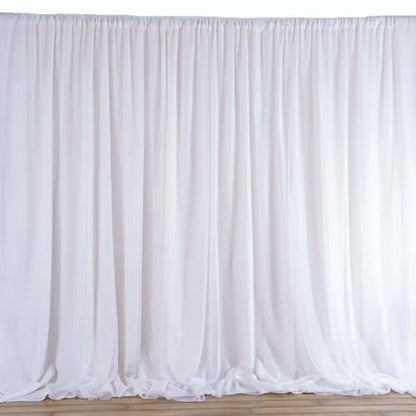 Efavormart 20ftx10ft White Dual Layered Chiffon Polyester Room Divider, Backdrop Curtain with Rod Pocket - color: White, size: 120"W x 240"L (Pack of 1)