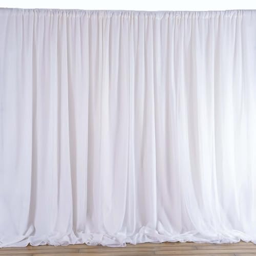 Efavormart 20ftx10ft White Dual Layered Chiffon Polyester Room Divider, Backdrop Curtain with Rod Pocket - color: White, size: 120"W x 240"L (Pack of 1)