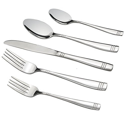 Obstnny 80-Piece Flatware Set Stainless Steel, Service for 16 - size: 80-piece flatware set