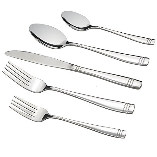 Obstnny 80-Piece Flatware Set Stainless Steel, Service for 16 - size: 80-piece flatware set