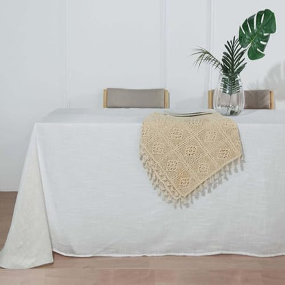 Efavormart 90x132 White Premium Faux Linen Rectangular Tablecloth | Wrinkle Free Tablecloth - color: White, size: 132" x 90" (Rectangular)