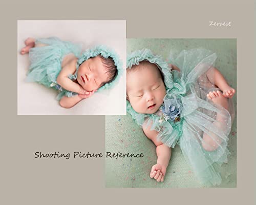 Zeroest Newborn Photography Prop Outfits Girl Lace Outfit Set Baby Girl Photo Shoot Infant Princess Photos - color: Light Green