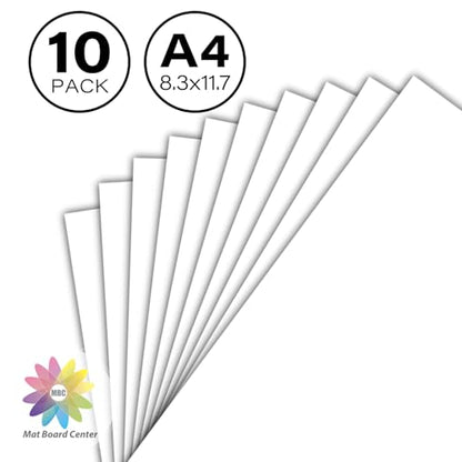Mat Board Center, 10 Pack A4 White Backing Boards, Cardboard Backing for 8.3x11.7 Frame, Print, Art, Photo and More - size: 8.3x11.7 (A4)