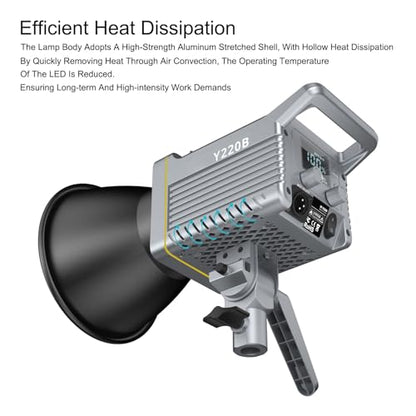 General Bowens Mount LED Video Light 220W Bi-Color 2700K-6500K Continuous Lighting 220W COB Video Light Support 3 Power Supply Methods for Photography and Photo Studio (JC-220W)