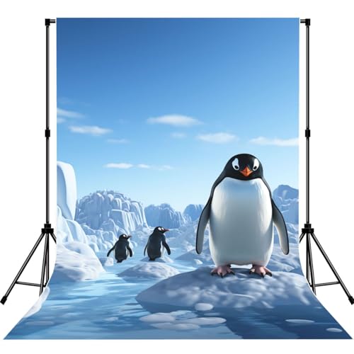 Penguin Antarctica Ice Backdrop Background for Photography 5x7ft Photobooth Professional Photo Backdrop Curtains Video Photography Studio Photo Backgrounds Banner Booth Background Screen Parties - color: Penguin Antarctica Ice