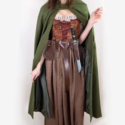 4PCS Medieval Leather Sword Frog Dagger Holder Belt Rapier Scabbard Viking Knight Renaissance Belt Pouch Halloween Costume - color: Brown