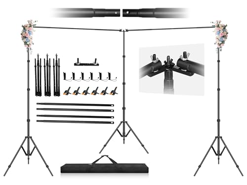 Jiang&Rong 8.5 x 20ft (H x W) Adjustable Photo Backdrop Stand Kit, Large Photography Background Stand with 308°Angle Rotatable Connector for Wedding, Birthday, Party