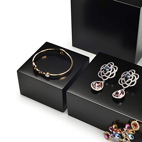Oirlv Solid Wood Minimalism Style Jewelry Display Stand Showcase Jewelry Organizer Black Square Holder (SM05303) - color: SM05303