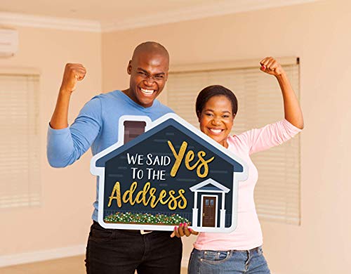 Calendars & More, Inc. Real Estate Social Media Testimonial Photo Prop Signs - Great for Instagram, Twitter & Facebook (1 Pack, House Shape - Home Sweet HomeYes to The Address)