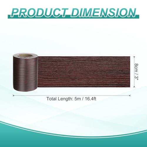 HARFINGTON Wood Grain Wallpaper Border 3" x 16.4ft PVC Self-Adhesive Textured Frame Sticker Waterproof Wall Decorative Wallpaper for Floor Door Table Cabinets Desk, Red Wood - color: Red Wood, size: 3" x 16.4ft