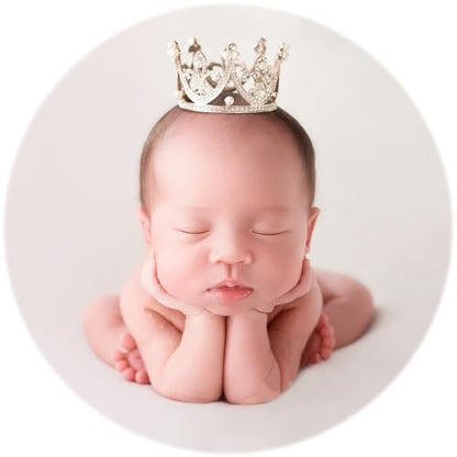 Zeroest Newborn Photography Crown Headband - Baby Princess Tiara for Infant Photo Shoots, Birthday Party -Rhinestone Prop - color: Silver 1#