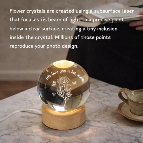 Noni Personalized Grandma's Garden Crystal Ball LED Night Light, Custom Birth Month Flowers, Heartfelt Gift for Grandma, Mom, Mother's Day Style 02 - color: Style 02
