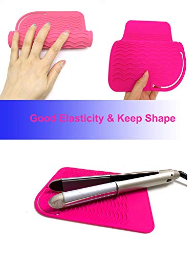 Heat Resistant Mat for Curling Iron, Flat Irons and Hair Straightener Hair Styling Tools 9" x 6.5", Food Grade Silicone, Pink - color: Pink