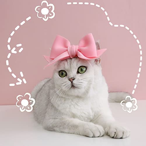 2Pack Pet Cute Bow Headbands Stretchy Handmade Bow Headband for Dog Cat Puppy Bathroom Apparel Birthday Party Wedding Xmas New Year Valentines Day Costume Photo Prop(Pink, Red)
