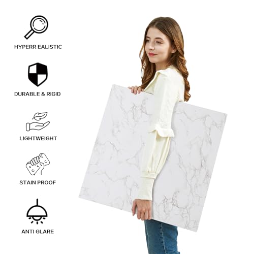 2 PCS 4 Pattern Boards Photo Backdrop for Flat Lay, Food Photography Background 24x24 Inch, BEIYANG (Marble+Light Gray) - color: Marble + Light Gray 24x24