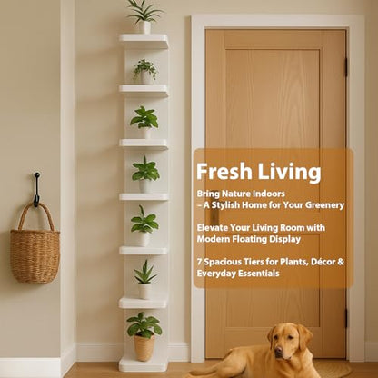 LitaEther Versatile 7 Tier Wall Shelf Unit,White Lack Wall Shelf,Display Floating Shelf with Round Edge - color: White, size: 7 tier